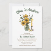 Invitation Litha Été Fleurs Tournesols en Vase Solstice (Devant)