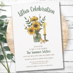 Invitation Litha Fleurs d'été Tournesols dans un vase Solstic