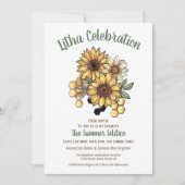 Invitation Litha Nid d'abeille de tournesol du solstice d'été (Devant)