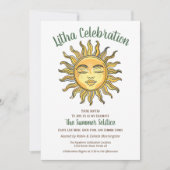 Invitation Litha Solstice d'été Soleil Jaune Sourire (Devant)