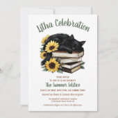 Invitation Litha Summer Solstice Sunflower Chat & Livres (Devant)