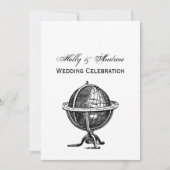 Invitation Lithographie du monde vintage dessin BW (Devant)