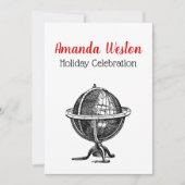 Invitation Lithographie du monde vintage dessin BW (Devant)