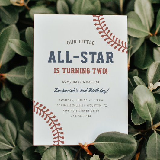 Invitation Little All-Star Baseball Boys 2e fête d'anniversai