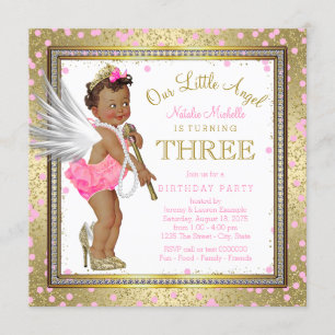 Invitation Little Angel Ethnic Girls 3eme anniversaire