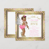 Invitation Little Angel Ethnic Girls 5th Birthday Party (Devant / Derrière)