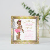 Invitation Little Angel Ethnic Girls 5th Birthday Party (Debout devant)