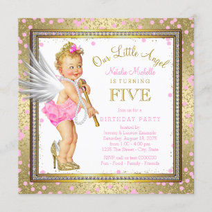 Invitation Little Angel Girls 5e fête d'anniversaire