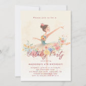 Invitation Little Ballerina et fête d'anniversaire fleurie (Devant)
