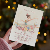 Invitation Little Ballerina et fête d'anniversaire fleurie