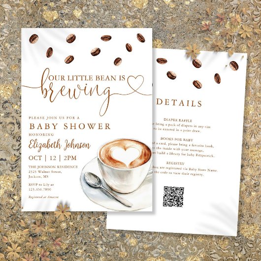 Invitation Little Bean Brewing Coffee Baby Shower All In One