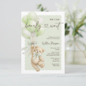 Invitation Little Bear Baby Shower Teddy Bear Balloons (Debout devant)