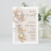 Invitation Little Bear Baby Shower Teddy Bear Balloons (Debout devant)