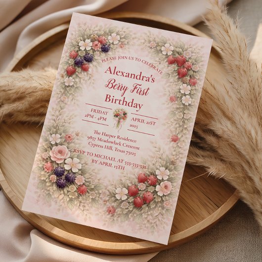 Invitation Little Berry Celebration 1st Birthday