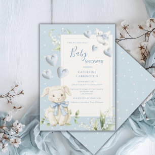 Invitation Little Bird Told Me Baby Shower Agneau Bleu