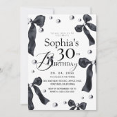 Invitation Little Black Bow Birthday Party (Devant)