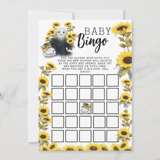 Invitation Little Boo Baby shower Bingo (Devant)