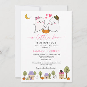 Invitation Little Boo Baby Shower Halloween Ghost QR Code