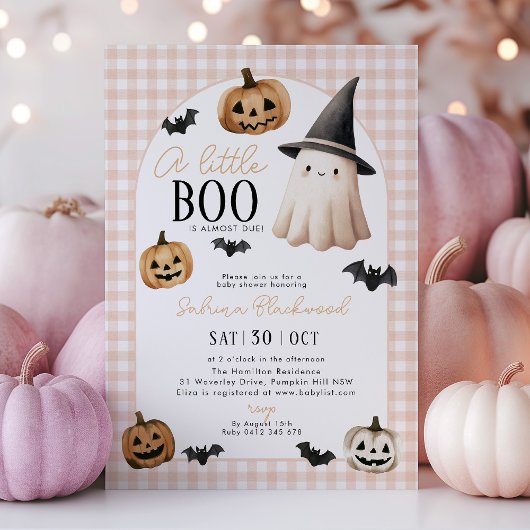 Invitation Little Boo Baby shower Orange Ghost Citrouille
