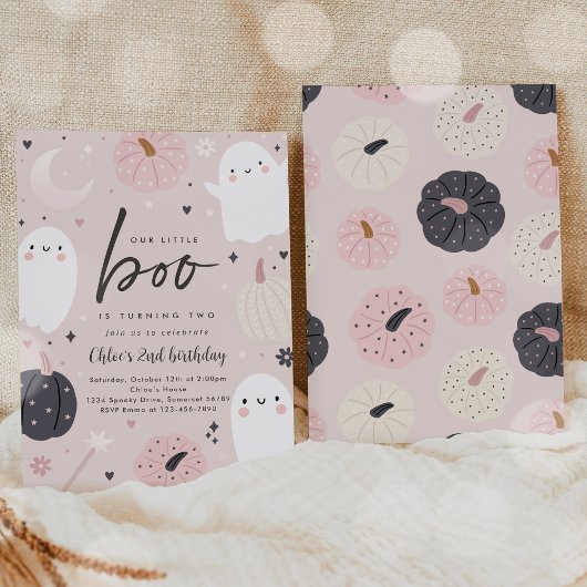 Invitation Little Boo Boho Halloween Ghost 2e fête d'annivers