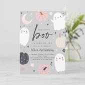 Invitation Little Boo Boho Halloween Ghost 2e fête d'annivers (Debout devant)
