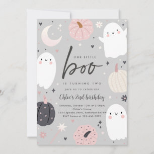 Invitation Little Boo Boho Halloween Ghost 2e fête d'annivers