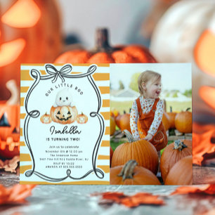 Invitation Little Boo Citrouille Photo 1er anniversaire