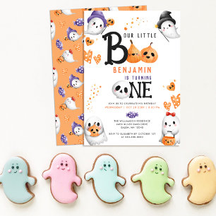 Invitation Little Boo Cute Ghosts Halloween Premier anniversa