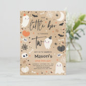 Invitation Little Boo Cute Orange Ghost 2e fête d'anniversair (Debout devant)