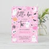 Invitation Little Boo Cute Pink Ghost 2e fête d'anniversaire (Debout devant)