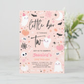 Invitation Little Boo Cute Pink Ghost 2e fête d'anniversaire (Debout devant)