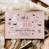 Invitation Little Boo Cute Pink Ghost Halloween 1er Anniversa