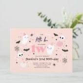 Invitation Little Boo Cute Pink Ghost Halloween 2e anniversai (Debout devant)