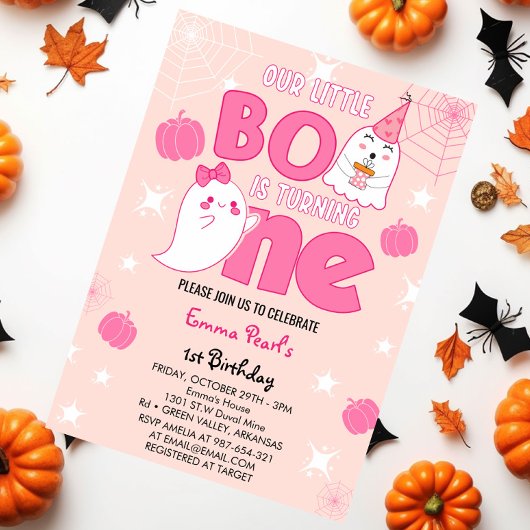 Invitation Little Boo devient un Halloween premier anniversai