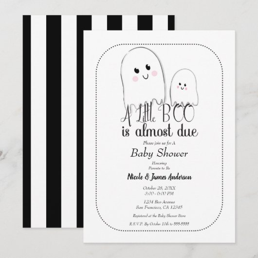 Invitation Little BOO Due Ghost Baby shower d'Halloween (Devant / Derrière)