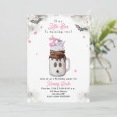 Invitation Little Boo est deux Fantôme Milkshake rose Anniver (Debout devant)