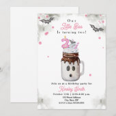 Invitation Little Boo est deux Fantôme Milkshake rose Anniver (Devant / Derrière)