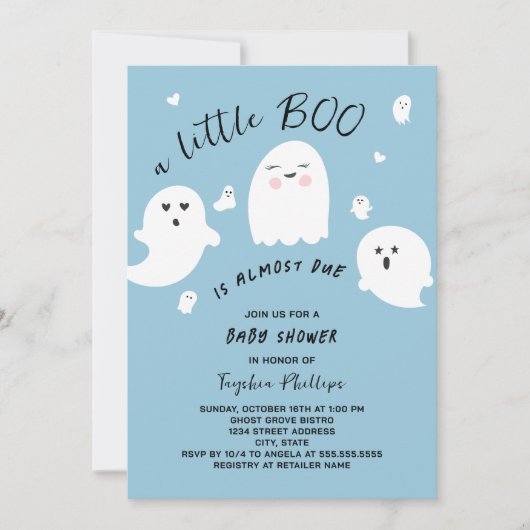 Invitation Little Boo est dû Halloween Boy Baby shower (Devant)