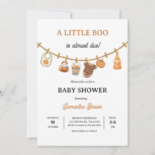 Invitation Little Boo est due citrouille Baby shower Hallowee