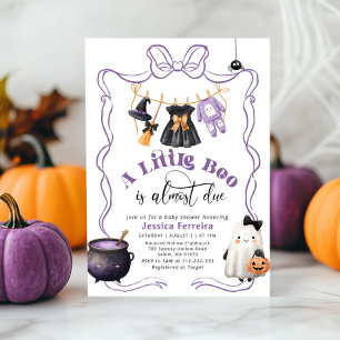 Invitation Little Boo est due fille baby shower de ligne de l