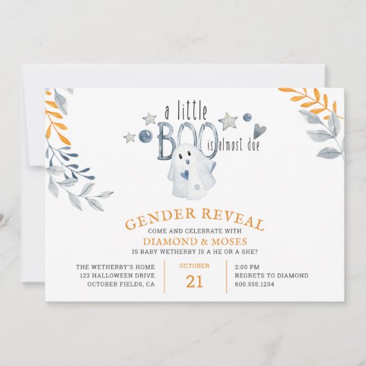 Invitation Little Boo est presque due Halloween Genre Revela (Devant)