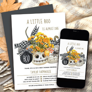 Invitation Little Boo Ferme Citrouille Halloween Baby shower