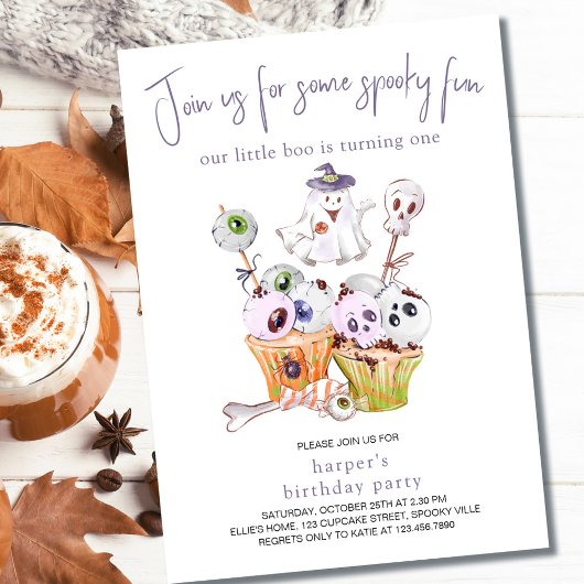 Invitation Little Boo Fête d'Halloween Nourriture 1er Anniver