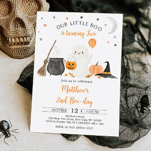 Invitation Little Boo Ghost Citrouille Halloween 2e anniversa