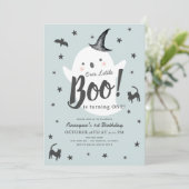 Invitation Little Boo Ghost Halloween Blue Boy 1er anniversai (Debout devant)