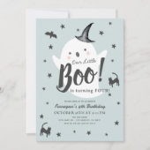 Invitation Little Boo Ghost Halloween Blue Boy Anniversaire (Devant)
