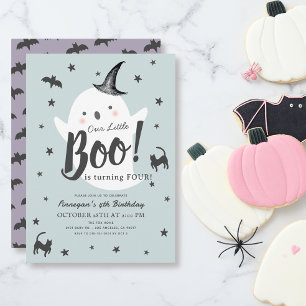Invitation Little Boo Ghost Halloween Blue Boy Anniversaire