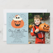 Invitation Little Boo Ghost Halloween Boys Birthday Photo (Devant)