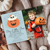 Invitation Little Boo Ghost Halloween Boys Birthday Photo