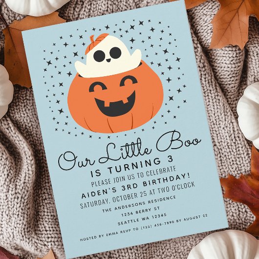 Invitation Little Boo Ghost Halloween Garçons mignon Annivers